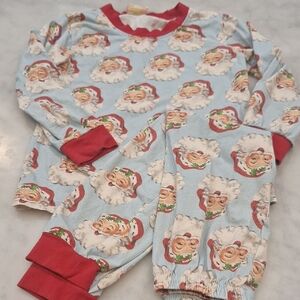 Cecil And Lou Vintage Style Santa Print Pajama Set Red Accents 2 Pc Sz 5 Holiday